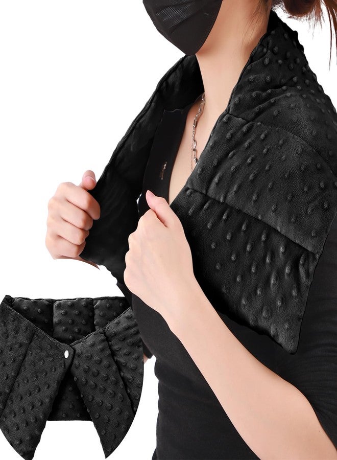 SmoothNovelty لفافة رقبة حسية موزونة من سموث نوفيلتي بوزن 4 أرطال، لفافة كتف 32 × 8 بوصة، وسادة كتف موزونة للرقبة والكتف، محشوة بخرز زجاجي، ذات ملمس مزدوج، للاسترخاء للبالغين (أسود) - Image 1